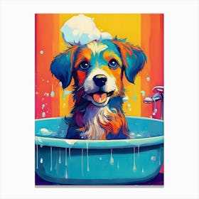 Dog Taking A Bath Canvas Print