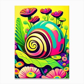 Garden Snail In Flowers 1 Pop Art Canvas Print