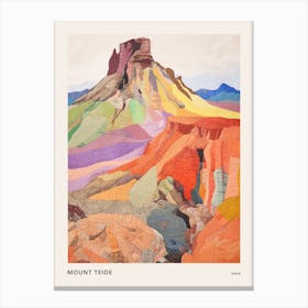 Mount Teide Spain 3 Colourful Mountain Illustration Poster Canvas Print
