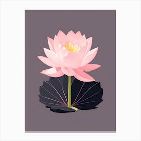 A Pink Lotus In Minimalist Style Vertical Composition 35 Canvas Print