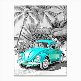 Vw Beetle On The Beach 2 Canvas Print