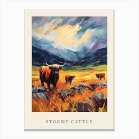 Stormy Impressionism Style Cattle Canvas Print