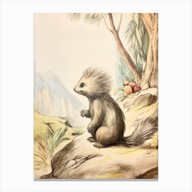 Storybook Animal Watercolour Porcupine 2 Canvas Print