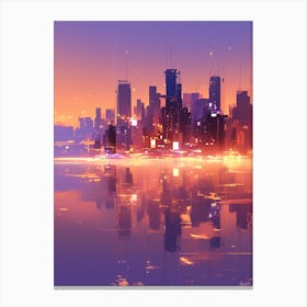 Cityscape At Dusk Canvas Print