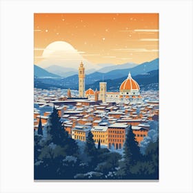 Winter Travel Night Illustration Florence Italy 1 Canvas Print