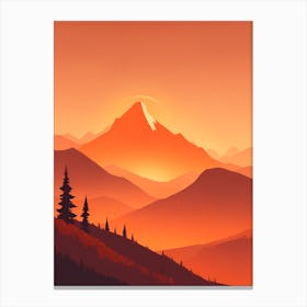 Misty Mountains Vertical Composition In Orange Tone 70 Canvas Print