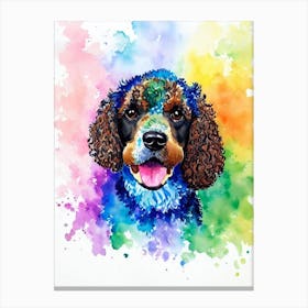 Irish Water Spaniel Rainbow Oil Painting dog Canvas Print