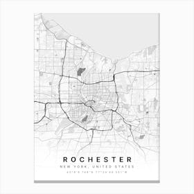 Rochester New York USA White Map Canvas Print