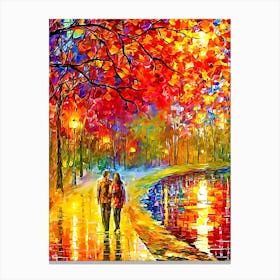 Couple Walking In The Park Canvas Print