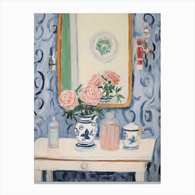 Bathroom Vanity Painting With A Rose Bouquet 2 Canvas Print