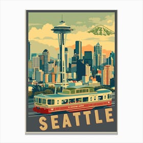 Seattle Vintage Travel Poster 1 Canvas Print