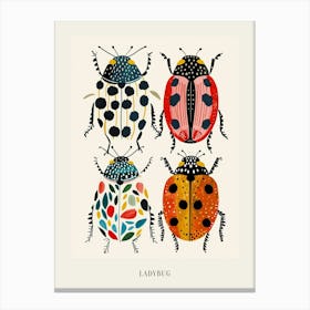 Colourful Insect Illustration Ladybug 4 Poster Canvas Print