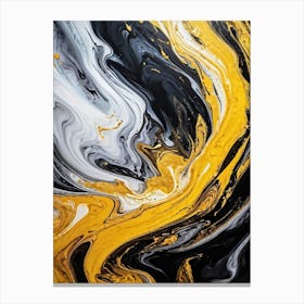 Abstract Texture On A Wall Swirling Pattern Of Fluid Gold Silver Yellow Grey And Black Resembli (5) Canvas Print