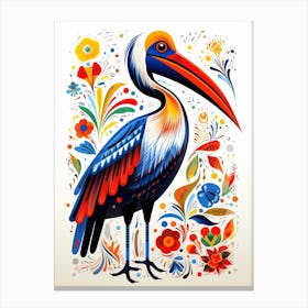Scandinavian Bird Illustration Brown Pelican 2 Canvas Print