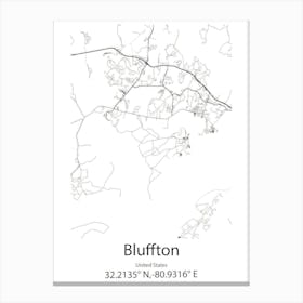 Bluffton,United States Minimalist Map 1 Canvas Print