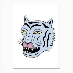Cute Tiger Head Playful Illustration Canvas Print
