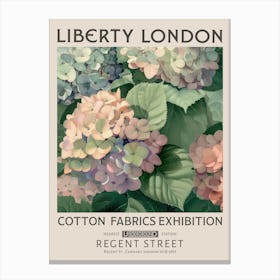 Liberty London Print William Morris Textiles Pink Blue Hydrangea Flower 2 Canvas Print