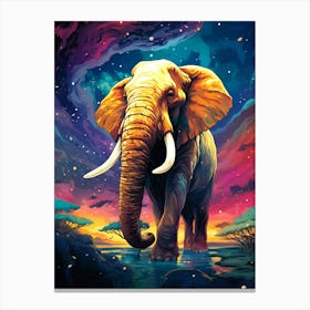 Elephant In The Water Canvas Print