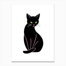 Black Cat Creative Illustration Canvas Print