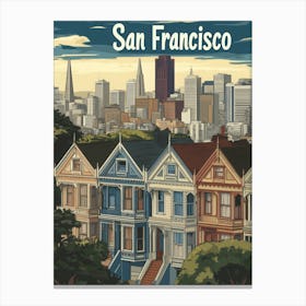 Aihrgdesign A Retro Travel Poster For San Francisco 3 Canvas Print