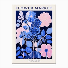 Blue Flower Market Poster Hydrangea 2 Canvas Print