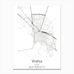 Vratsa,Bulgaria Minimalist Map Canvas Print