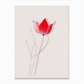 Red Lotus Minimal Line Drawing 1 Canvas Print