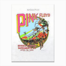 1988 Pink Floyd Poster On Wood Block Mount Canvas Print