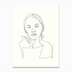 Portrait Of A Woman Hand Drawing Line Art 13 Canvas Print