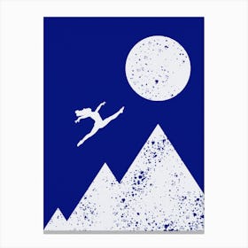 Go To The Moon Extreme Blue Background Canvas Print