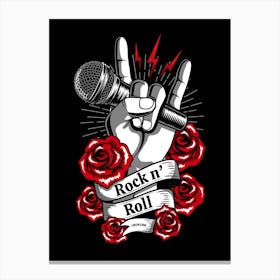 Rock N Roll - Metal Roses Canvas Print