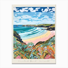 Poster Of Crantock Beach, Cornwall, Matisse And Rousseau Style 3 Canvas Print