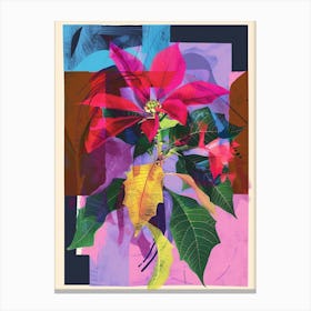 Poinsettia 4 Neon Flower Collage Canvas Print