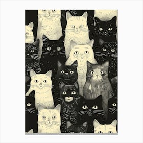 Perfectly Repeatable Artwork With Cute Cat Faces 06 Canvas Print