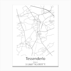 Tessenderlo,Belgium Minimalist Map Canvas Print