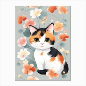 Calico Cat With Flowers Toile