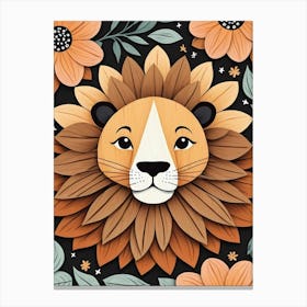 Floral Cute Baby Lion Nursery (31) Canvas Print