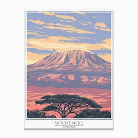 Mount Meru Tanzania Color Line Drawing 6 Poster Canvas Print