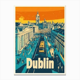 Aihrgdesign A 1970s Inspired Travel Poster For Dublin Canvas Print