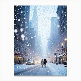 A Magical Winter Scene Layered With A Pattern Of Isolated Snowflakes Caught In A Soft Winter Storm (7) Canvas Print