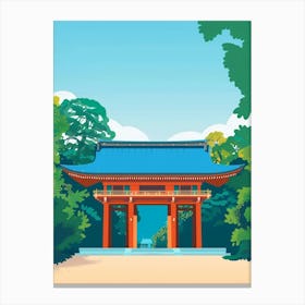 Meiji Shrine Tokyo 3 Colourful Illustration Canvas Print