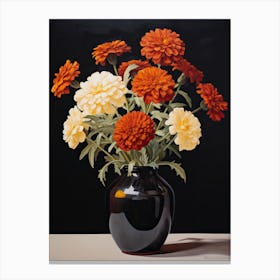 Bouquet Of Marigold Flowers, Autumn Fall Florals Painting 3 Canvas Print