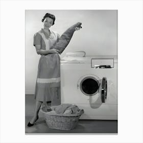 Housewife Doing The Laundry Canvas Print