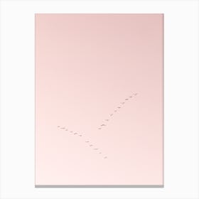 Flock Of Geese | Pink Pastel Art Print | Sunrise Birds | The Netherlands Canvas Print