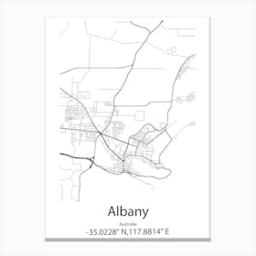 Albany,Australia Minimalist Map Canvas Print