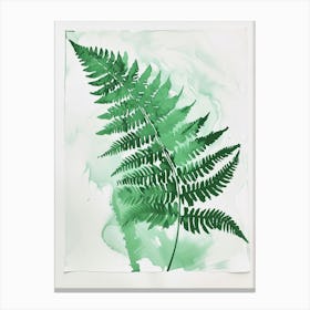 Green Ink Painting Of A Forked Fern 3 Canvas Print