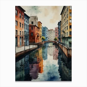 Reflection In The Canal Canvas Print