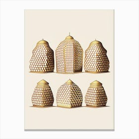 Beehive In A Row Gold Vintage Canvas Print
