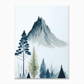 Mountain And Forest In Minimalist Watercolor Vertical Composition 283 Canvas Print