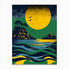 Full Moon Over The Ocean Canvas Print